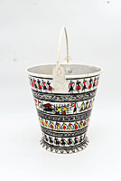 Handpainted Pattchitra Art Bucket/Balti for Decor and Serving