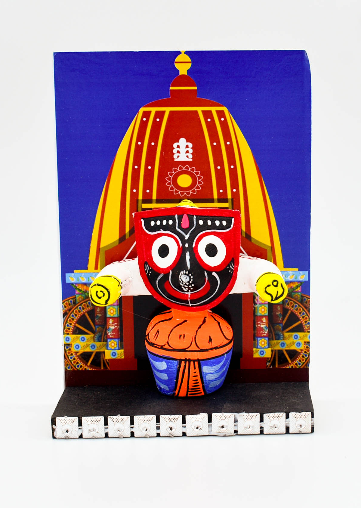 EELIKA Jaganath Murti Ratha Yatra Decorative Piece, 13 cm Height, Blue and Red