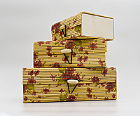 Bamboo utility box || bamboo jewelley box || costmetic box || shringar makeup storage box || set of 3 (Brown)