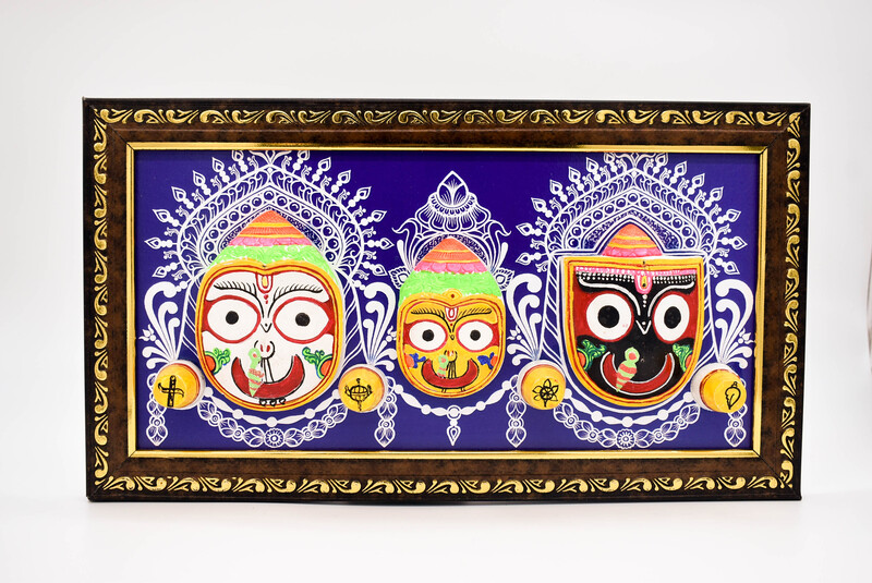 EELIKA Decorative Lord Jagannath Idol in Wooden Frame, 34 x 19 cm