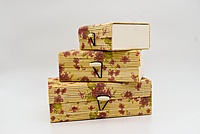 Bamboo utility box || bamboo jewelley box || costmetic box || shringar makeup storage box || set of 3 (Brown)