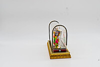 Lord Jagannath Glass Encased Decorative Idol Set with Gold Base, Car Dashboard Temple Decor