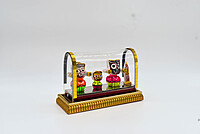 Lord Jagannath Glass Encased Decorative Idol Set with Gold Base, Car Dashboard Temple Decor