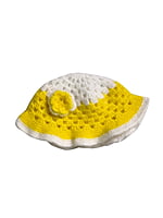 EELIKA Handmade Woolen Crochet Poncho with Caps for Kids, 3 to 6 Months, Yellow and White