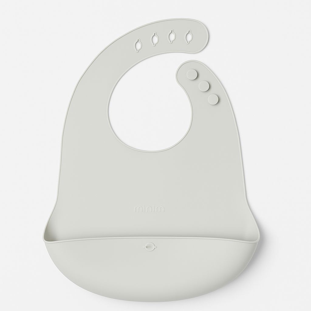 Cuddle Cubs BPA-Free Silicone Baby Bib – Grey