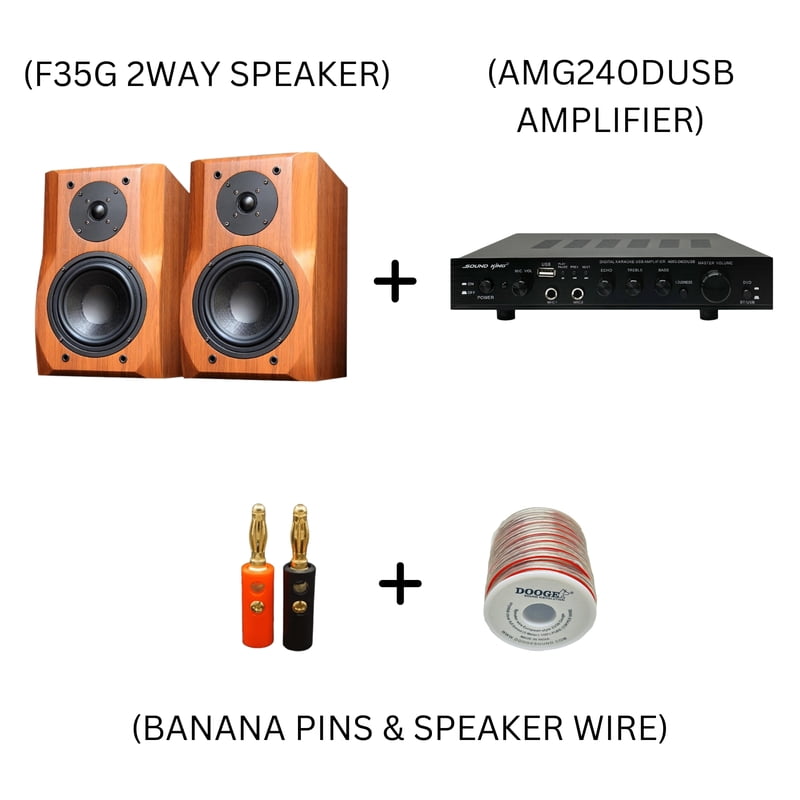 F35G + AMG240DUSB + BANANA PIN + SPEAKER WIRE COMBO SET F35G + AMG240DUSB + BANANA PIN + SPEAKER WIRE COMBO SET