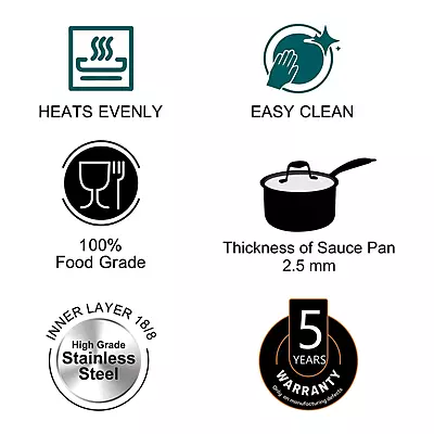 Signora Ware Artista Tri- play Sauce Pan With Lid 1250 ML (14 CM) Signora Ware Artista Tri- play Sauce Pan With Lid 1250 ML (14 CM)