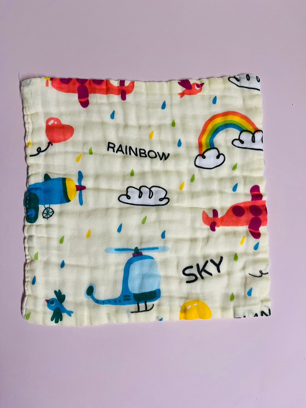6 Layer Muslin Wash cloth / Face towel - Colour Printed - Pack of 5 (Assorted) 6 Layer Muslin Wash cloth / Face towel - Colour Printed - Pack of 5 (Assorted)