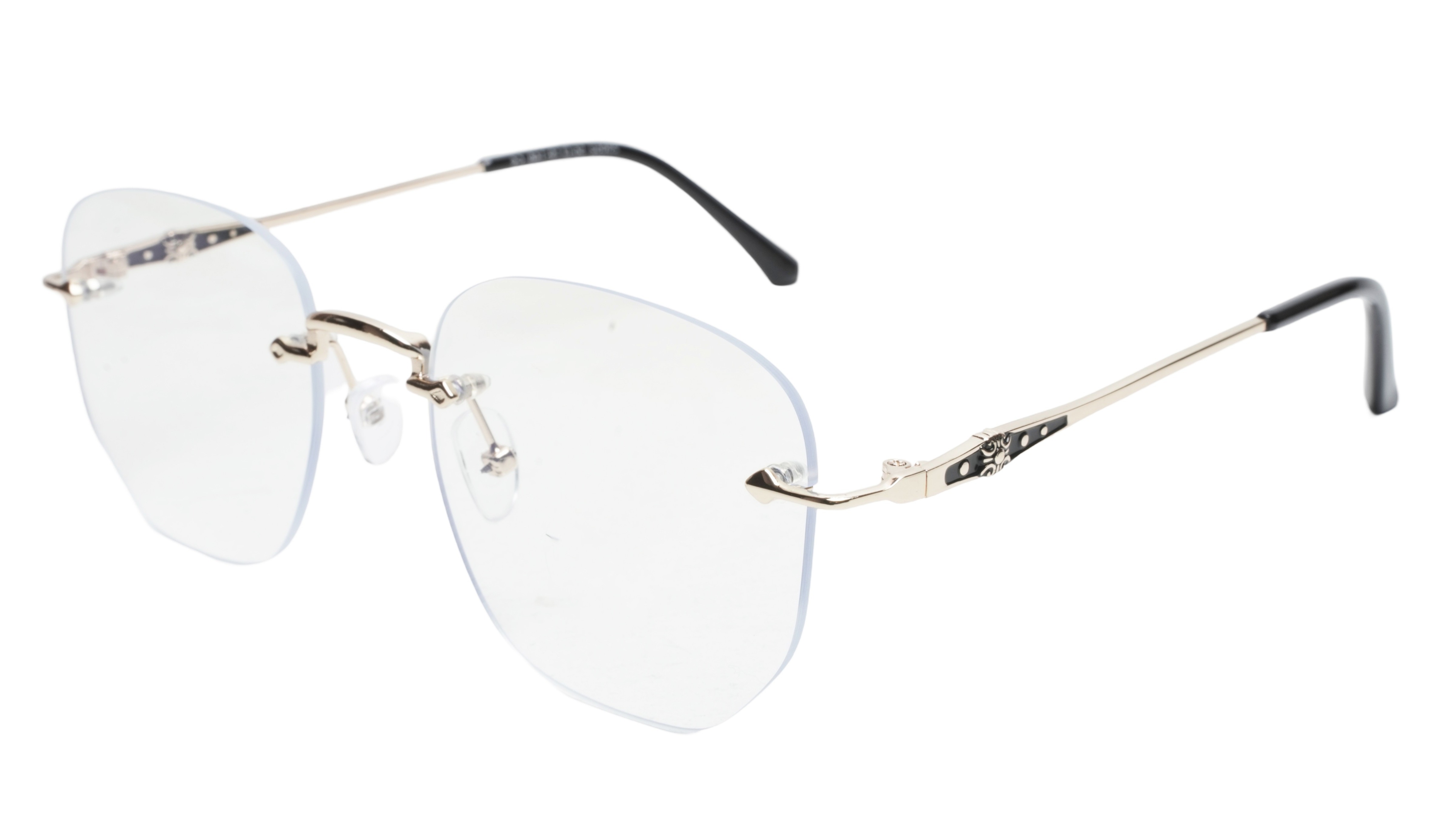Soigné Unisex Square Rimless Spectacle Frame.Gold&Black-Medium Soigné Unisex Square Rimless Spectacle Frame.Gold&Black-Medium