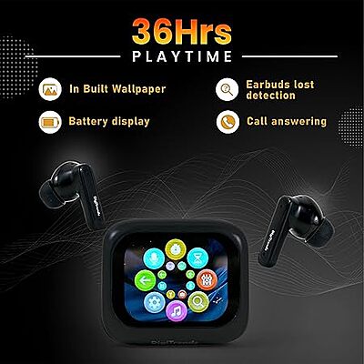 Gen Pods Digital Touch Screen Earbuds, Bluetooth 5.4, Active Noise Cancellation, Dedicated Gaming Modes, Black Gen Pods Digital Touch Screen Earbuds, Bluetooth 5.4, Active Noise Cancellation, Dedicated Gaming Modes, Black