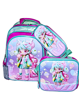 3D Anime print Cinnamoroll Three Piece Set Schoolbag Large Capacity Melody Lightweight Waterproof Schoolbag Lunch Bag Pencil Case 3 in set 3D Anime print Cinnamoroll Three Piece Set Schoolbag Large Capacity Melody Lightweight Waterproof Schoolbag Lunch Bag Pencil Case 3 in set