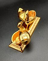 VARALAKSHMI Gold plated Kumkum Dabbi made of german silver (Gold Swan) (cleanable)
