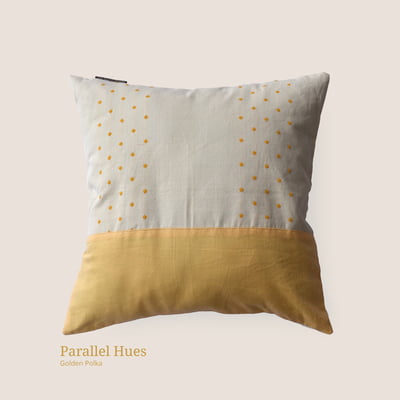 Cushion Cover - Parallel Hues Golden Polka Cushion Cover - Parallel Hues Golden Polka