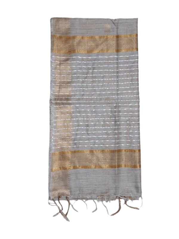Beige & Golden Kota Silk Saree with Running Blouse