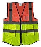 ISAFE NEON GREEN ORANGE 2- TONE  SAFETY VEST