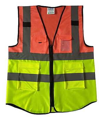 ISAFE NEON GREEN ORANGE 2- TONE SAFETY VEST ISAFE NEON GREEN ORANGE 2- TONE SAFETY VEST