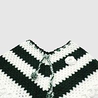 (4-5 Years) Baby Girl Woolen Poncho, Handknitted, White and Green