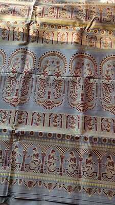 grey with maroon red meena work Baluchari saree on pure Mulberry silk