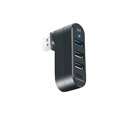 HAMMOK | ROTOX | 4 PORT | USB HUB | 3.0/2.0 | 180⁰ ROTATABLE | 5 GBPS | BLACK