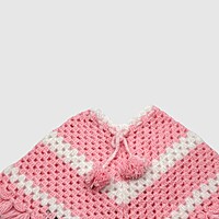 (6-12 months) Kids Handknitted Woolen Poncho, Pink and White Striped
