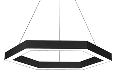 LED Hanging Light 50x70mm 18Ft Hexagon - 180W Black Body (WW)