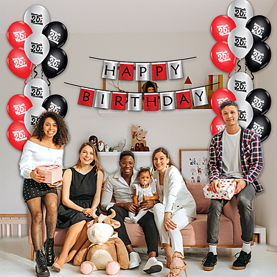 Make Your 25th Birthday Celebration Extra Special With Our Combo Kit Of 30pcs Printed Balloons And A Banner Pack Of 31pcs Make Your 25th Birthday Celebration Extra Special With Our Combo Kit Of 30pcs Printed Balloons And A Banner Pack Of 31pcs