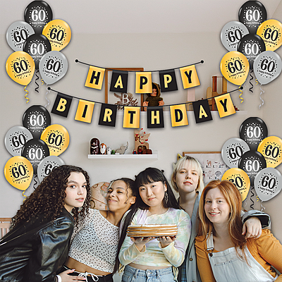 The Magic Balloons- Make Your 60th Birthday Celebration Extra Special With Our Combo Kit Of 30pcs Printed Balloons And A Banner Pack Of 31pcs The Magic Balloons- Make Your 60th Birthday Celebration Extra Special With Our Combo Kit Of 30pcs Printed Balloons And A Banner Pack Of 31pcs