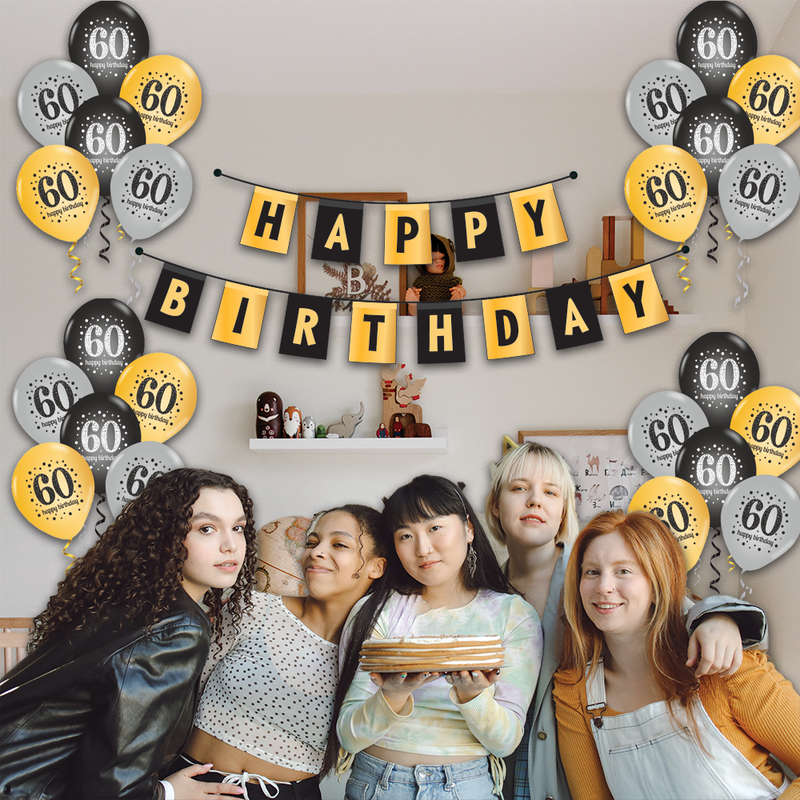 The Magic Balloons- Make Your 60th Birthday Celebration Extra Special With Our Combo Kit Of 30pcs Printed Balloons And A Banner Pack Of 31pcs The Magic Balloons- Make Your 60th Birthday Celebration Extra Special With Our Combo Kit Of 30pcs Printed Balloons And A Banner Pack Of 31pcs