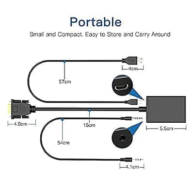 VGA to HDMI Converter Adapter 1080P (Male to Female) for Computer, Desktop, Laptop, PC, Monitor, Projector