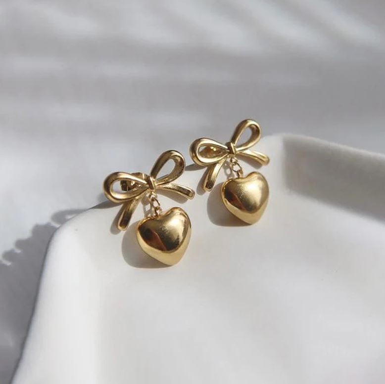 Anti Tarnish Bow-Heart Themed Earrings Anti Tarnish Bow-Heart Themed Earrings