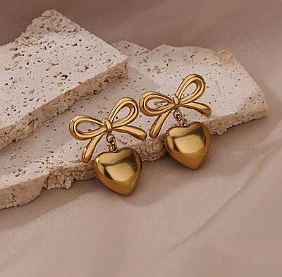 Anti Tarnish Bow-Heart Themed Earrings Anti Tarnish Bow-Heart Themed Earrings