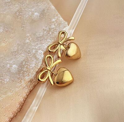 Anti Tarnish Bow-Heart Themed Earrings Anti Tarnish Bow-Heart Themed Earrings