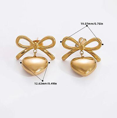 Anti Tarnish Bow-Heart Themed Earrings Anti Tarnish Bow-Heart Themed Earrings