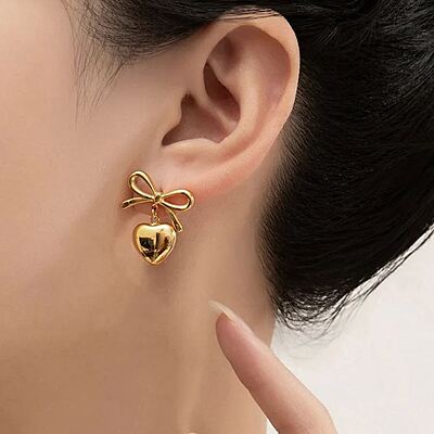 Anti Tarnish Bow-Heart Themed Earrings Anti Tarnish Bow-Heart Themed Earrings