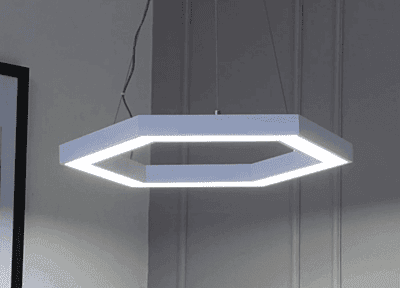 LED Hanging Light 50x70mm 18Ft Hexagon - 180W White Body (NW)
