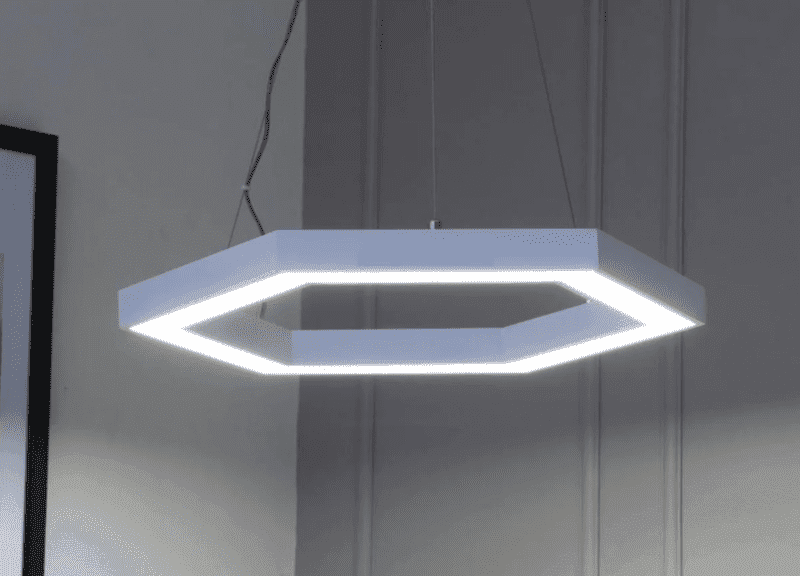 LED Hanging Light 50x70mm 18Ft Hexagon - 180W White Body (NW)