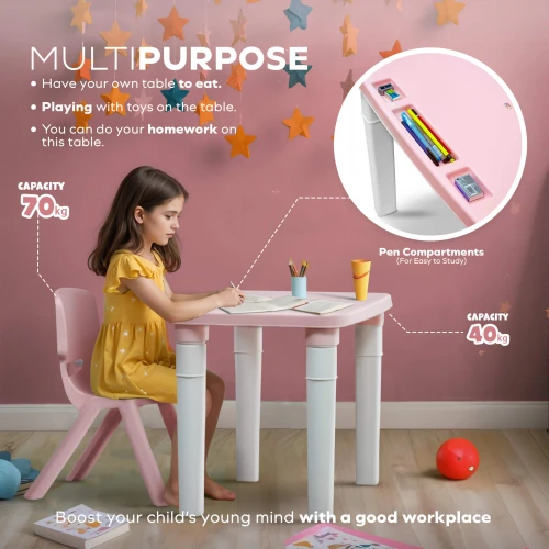 Kids Study Table & Chair Set – Pink Kids Study Table & Chair Set – Pink