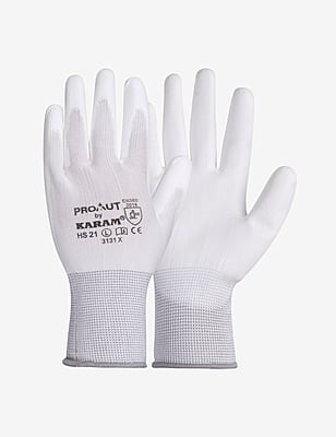 Karam White Polyester Liner with White PU Coati