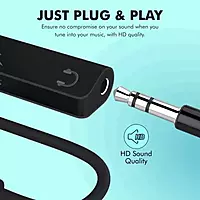 Portronics iKonnect One 2-in-1 8Pin to Aux Audio Adapter with Charging and Music Play for All iOS Mobile Phone Devices , 12cm Wire(Black)