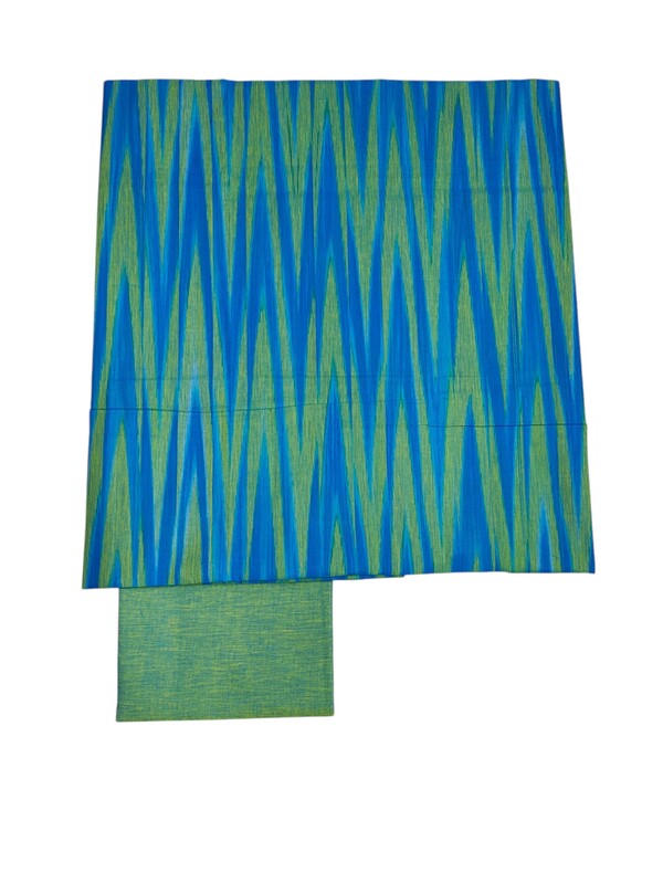 Blue & Green Ikkat Unstitched Handloom Cotton Salwar kameez dress material with dupatta for Women