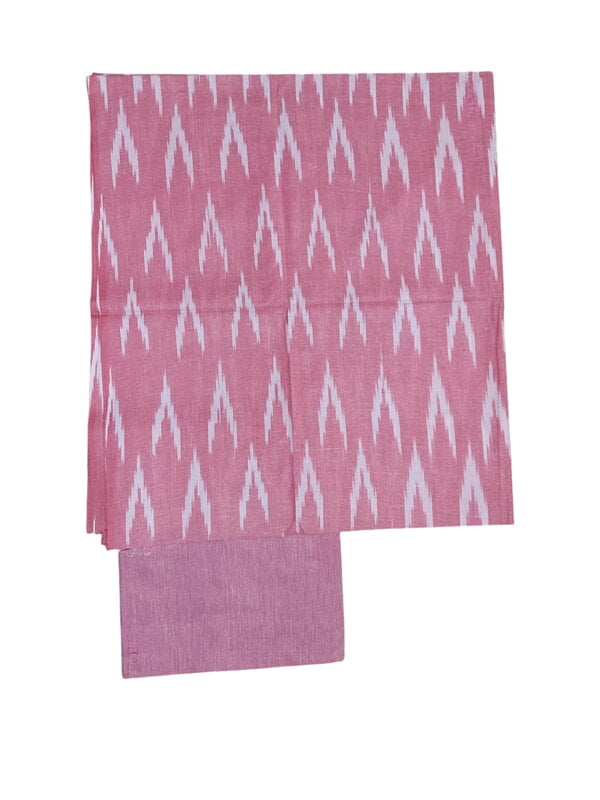 Pink Ikkat Cotton Unstitched Salwar Suit Dress Material with Dupatta