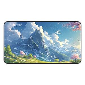 Sublimation Printed Lofi Anime Desk Mat | Cute Mountains and Trees Landscape 300x600x3mm Sublimation Printed Lofi Anime Desk Mat | Cute Mountains and Trees Landscape 300x600x3mm