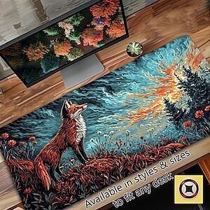 Sublimation Printed Dazzling Artisan Spring Fox Cute & Aesthetic Desk Pad Mousepad 300x700x2mm Sublimation Printed Dazzling Artisan Spring Fox Cute & Aesthetic Desk Pad Mousepad 300x700x2mm
