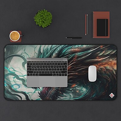 Sublimation Printed Fierce Dragon Desk Mat - Fire Breathing Dragon Desk 400x900x3mm Sublimation Printed Fierce Dragon Desk Mat - Fire Breathing Dragon Desk 400x900x3mm