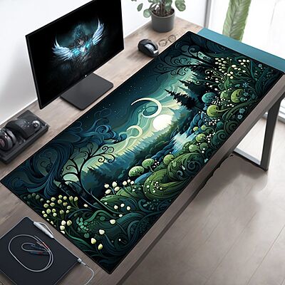 Sublimation Printed Secluded Forest Tranquility Oversized Desk Mat, Aesthetic Mousepad 300x700x2mm Sublimation Printed Secluded Forest Tranquility Oversized Desk Mat, Aesthetic Mousepad 300x700x2mm