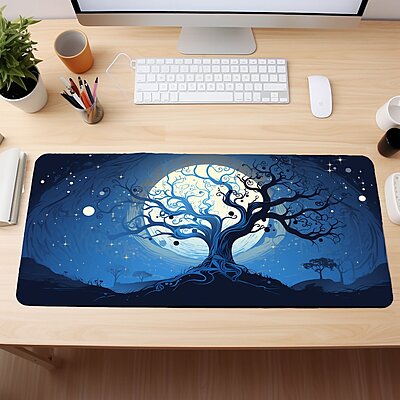 Sublimation Printed Mystic Blue Midnight Desk Mat, Full Moon Mousepad 300x600x3mm Sublimation Printed Mystic Blue Midnight Desk Mat, Full Moon Mousepad 300x600x3mm