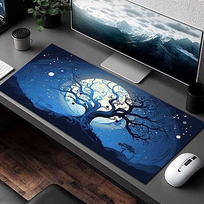 Sublimation Printed Mystic Blue Midnight Desk Mat, Full Moon Mousepad 300x600x3mm Sublimation Printed Mystic Blue Midnight Desk Mat, Full Moon Mousepad 300x600x3mm