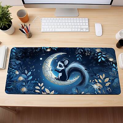 Sublimation Printed Cute Baby Skunk on Crescent Moon, Cute Desk Decor 400x900x2mm Sublimation Printed Cute Baby Skunk on Crescent Moon, Cute Desk Decor 400x900x2mm