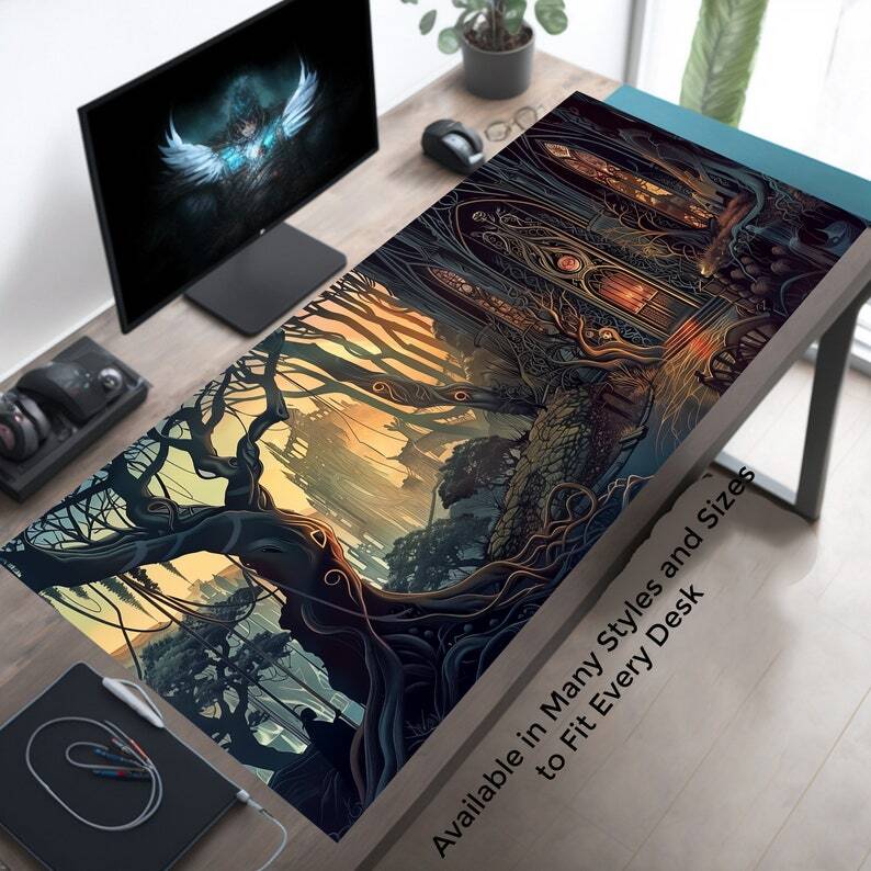 Sublimation Printed Fantasy Forest Sancturary Gaming Desk Pad Mousepad 300×700×2mm Sublimation Printed Fantasy Forest Sancturary Gaming Desk Pad Mousepad 300×700×2mm