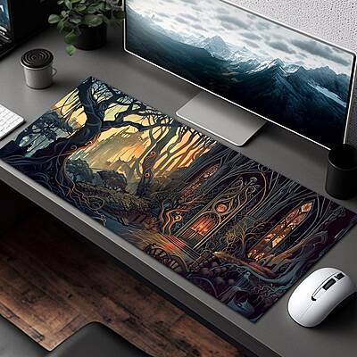 Sublimation Printed Fantasy Forest Sancturary Gaming Desk Pad Mousepad 300×700×2mm Sublimation Printed Fantasy Forest Sancturary Gaming Desk Pad Mousepad 300×700×2mm